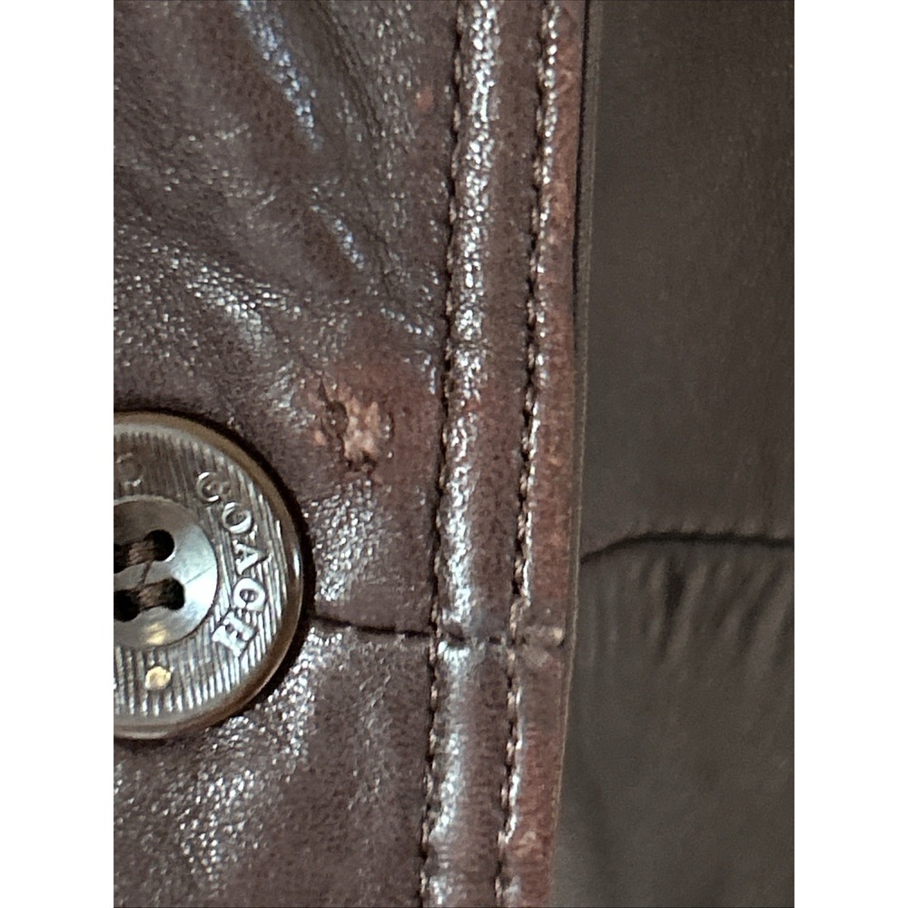 COACH Brown Leather Coat  No.D6K-0966 Sz Small MISSING Belt  VINTAGE  Jacket - Picture 10 of 16